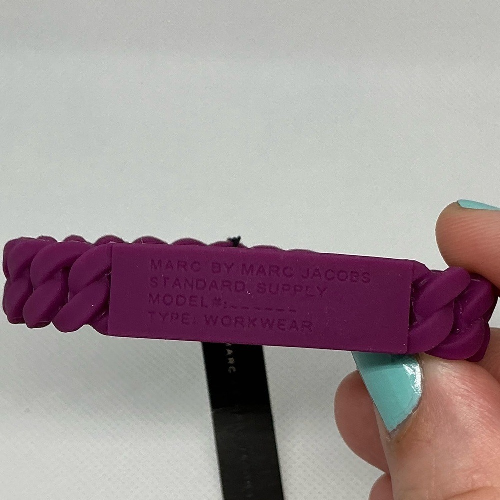 Marc by Marc Jacobs Standard‎ Supply Purple Rubber Chain Link ID Bracelet